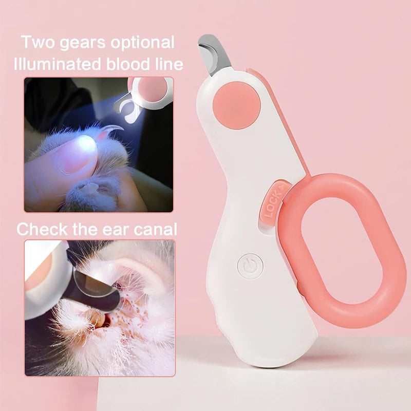 Professional Mini Pet Nail Clippers with LED Light