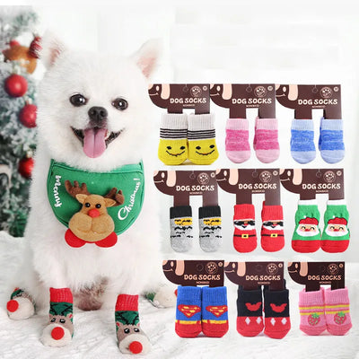 4pcs Warm Puppy Dog Socks – Cozy Comfort for Your Furry Friend