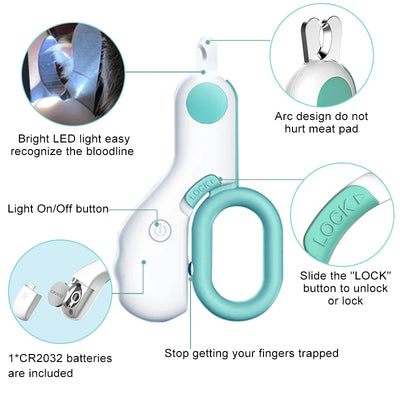 Professional Mini Pet Nail Clippers with LED Light