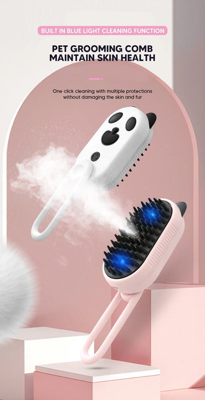 4-in-1 UV Steam Water Brush Dog Electric Spray Comb UV Lamp Sterilize Grooming Massage