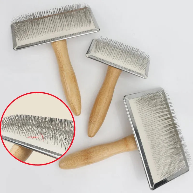 Solid Wood Dog Brush and Cat Hair Knot Remover