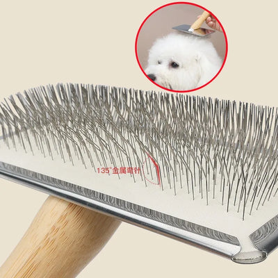 Solid Wood Dog Brush and Cat Hair Knot Remover