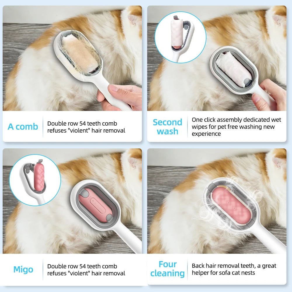 Four-in-One Pet Grooming Brush