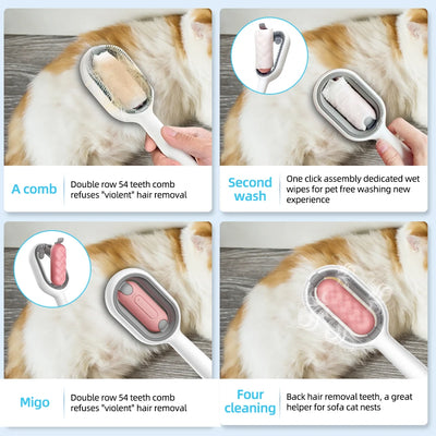 Four-in-One Pet Grooming Brush