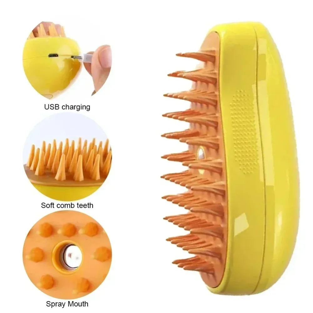 Pet Cat Steam Brush – 3-in-1 Electric Spray Grooming Comb for Cats and Dogs