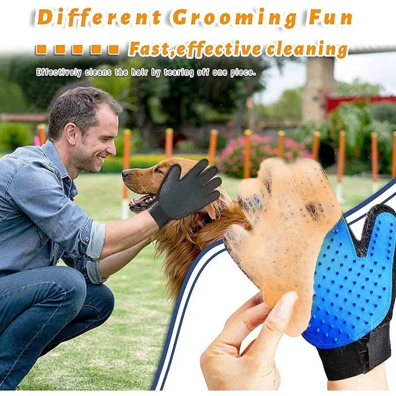 2-Sided Grooming Brush and De-Shedding Glove for Dogs - Ultimate Pet Hair Solution