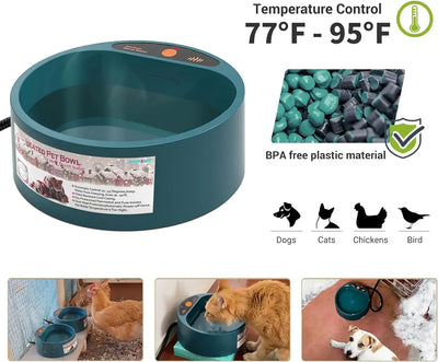 Heated Pet Bowl with Intelligent Temperature Control – 2.2L Capacity