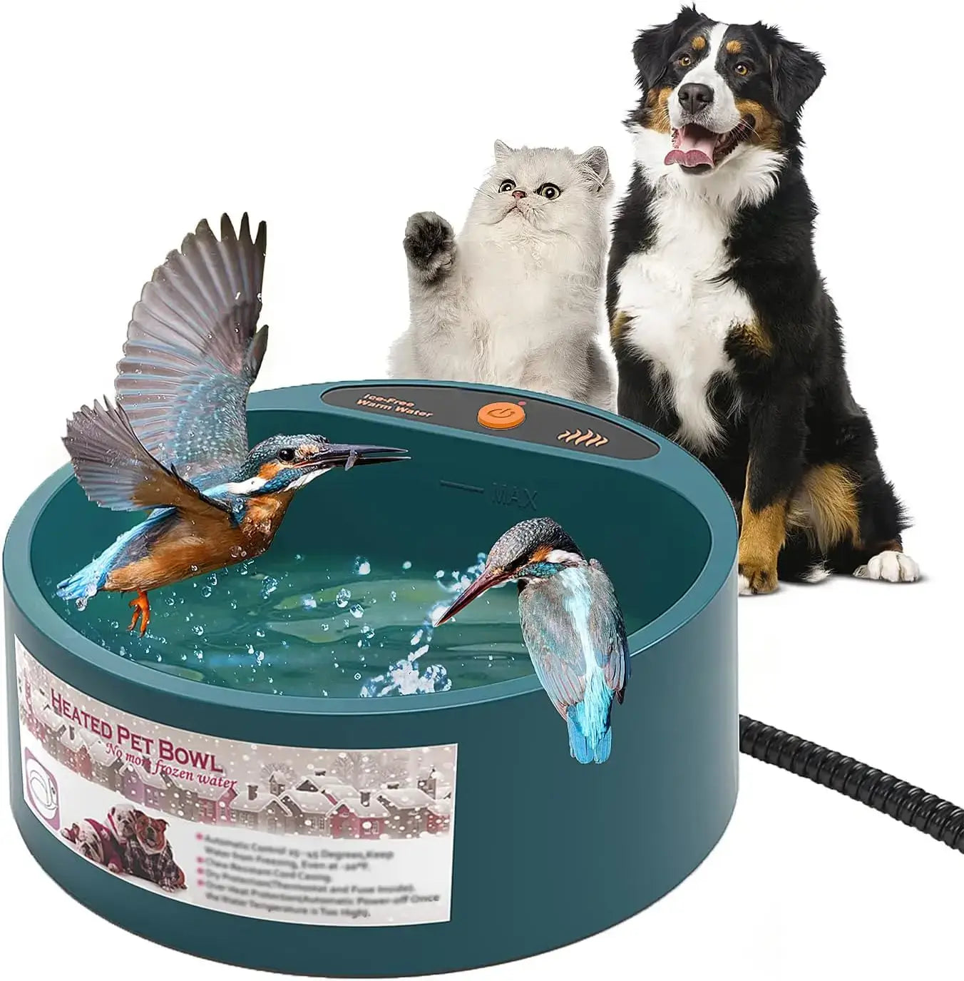 Heated Pet Bowl with Intelligent Temperature Control – 2.2L Capacity