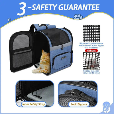 Breathable Foldable Dog Carrier with Double Doors - Stylish, Lightweight & Comfortable Travel Bag