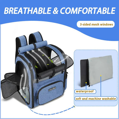 Breathable Foldable Dog Carrier with Double Doors - Stylish, Lightweight & Comfortable Travel Bag