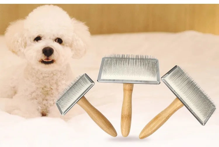 Solid Wood Dog Brush and Cat Hair Knot Remover