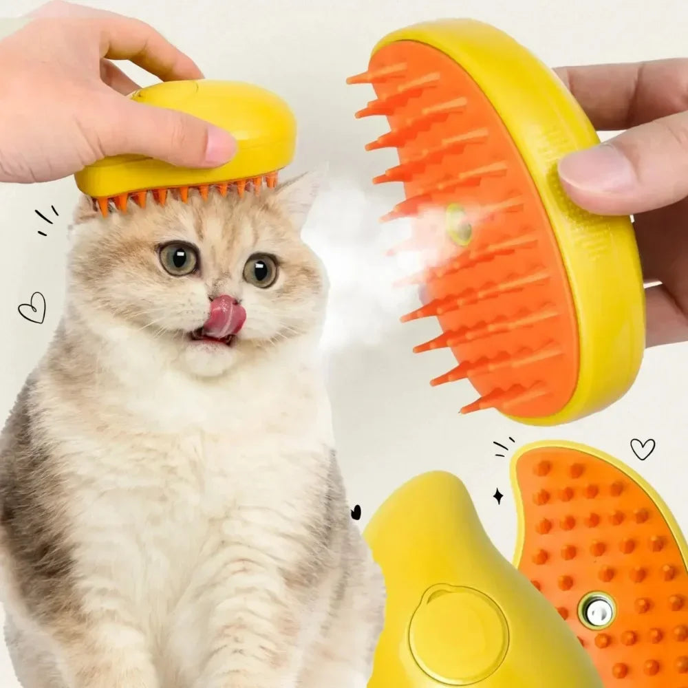 Pet Cat Steam Brush – 3-in-1 Electric Spray Grooming Comb for Cats and Dogs