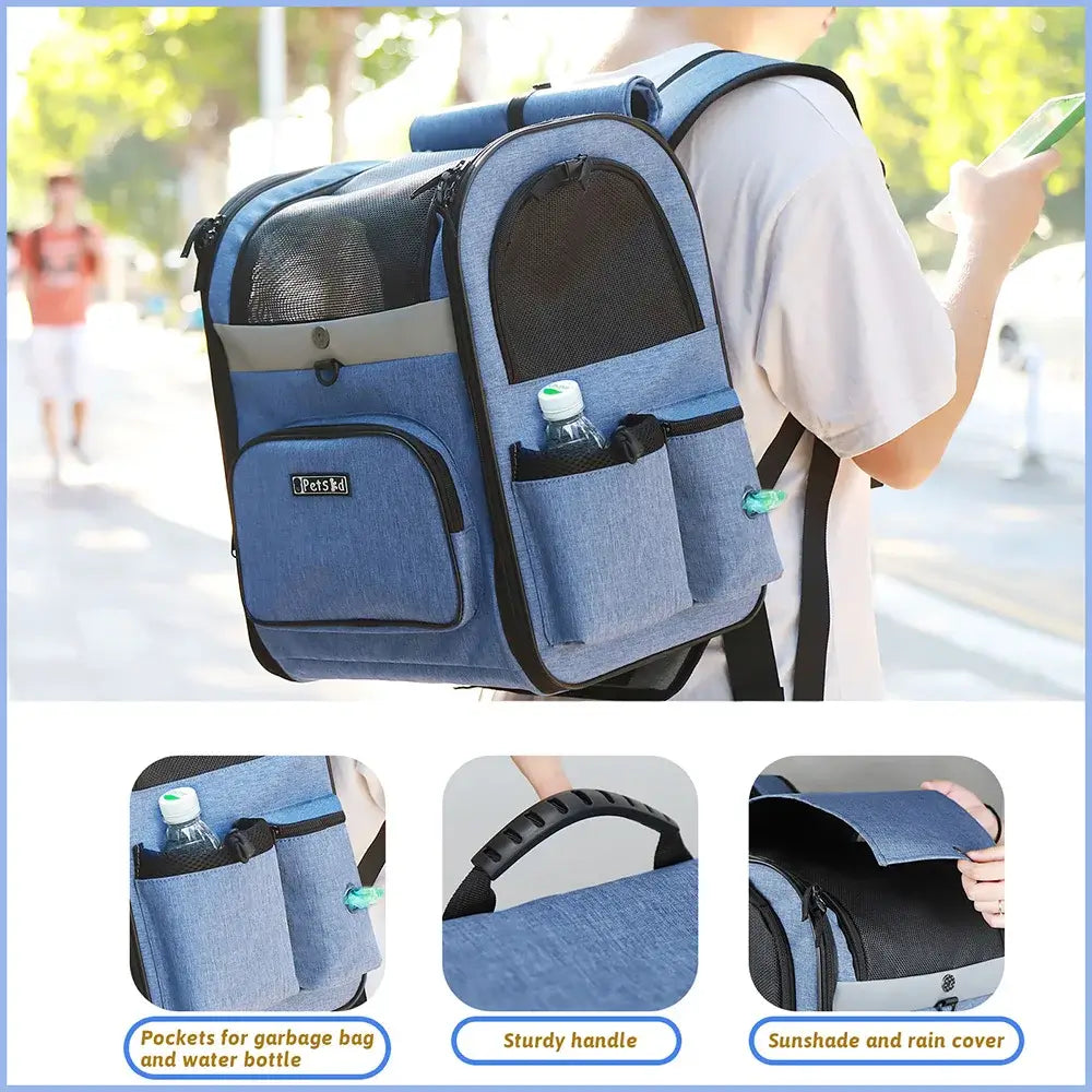 Breathable Foldable Dog Carrier with Double Doors - Stylish, Lightweight & Comfortable Travel Bag