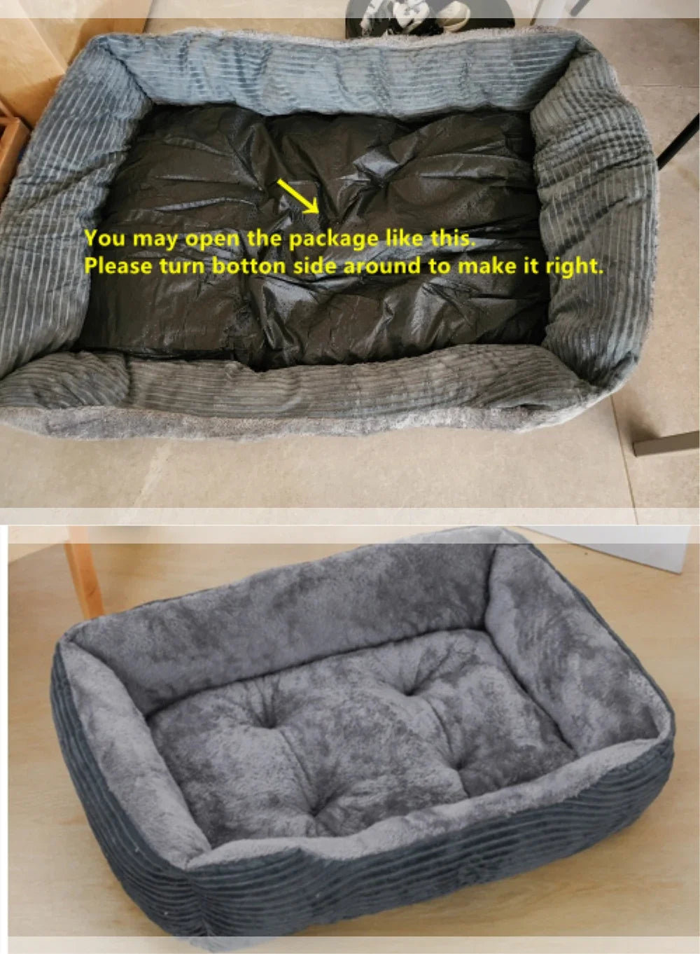 Square Plush Kennel Bed for Dogs and Cats – Cozy Comfort in a Stylish Design